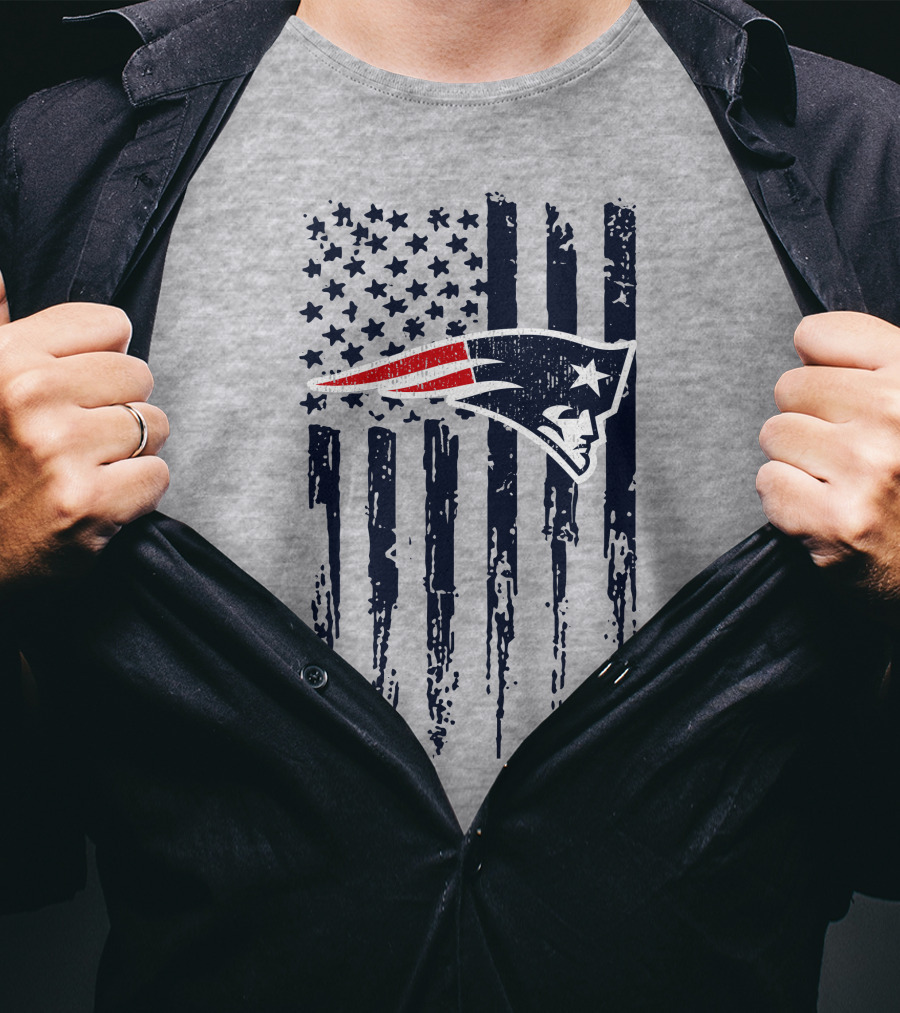 New England Patriots American Flag Patriot Head T-Shirt