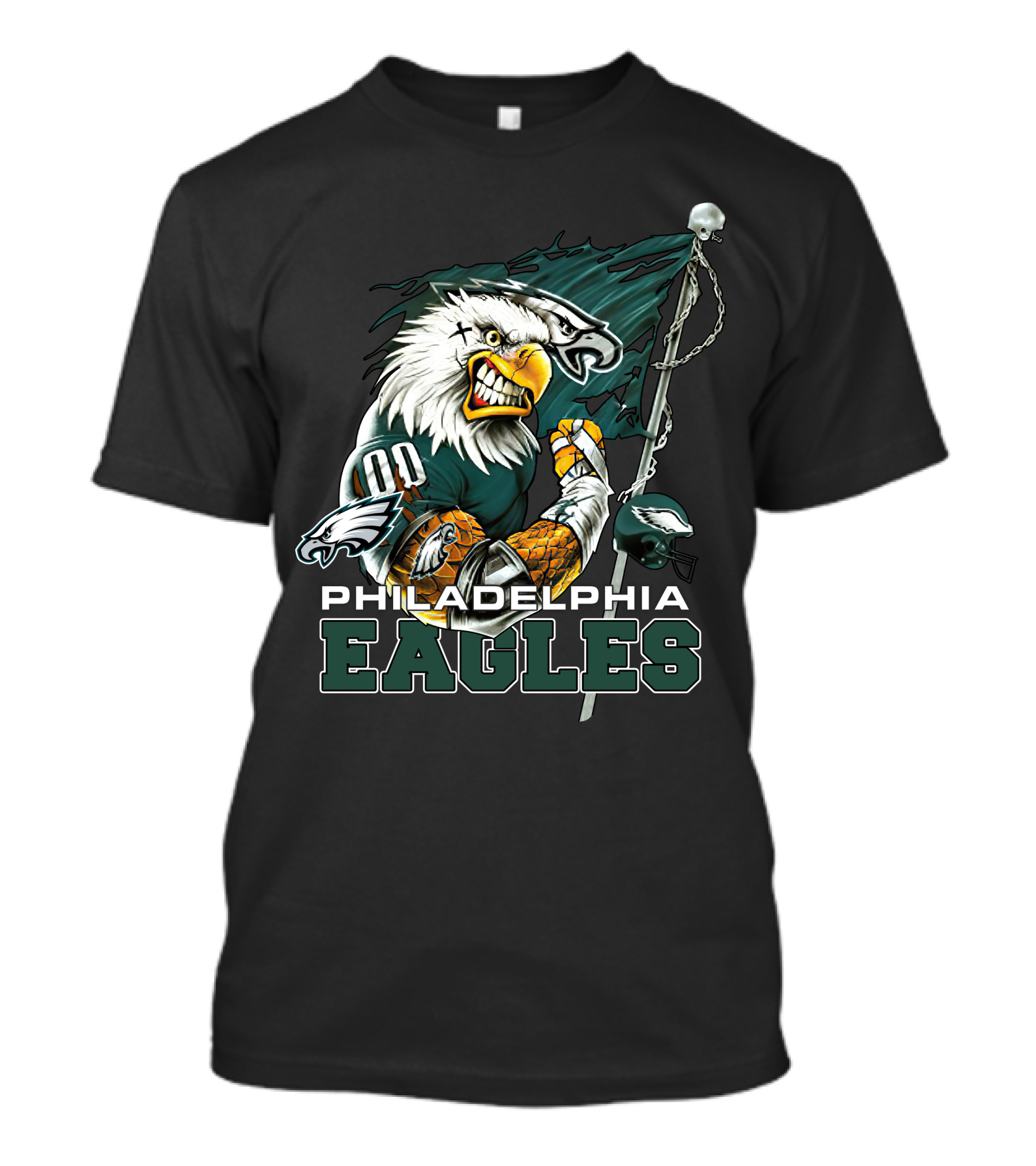 Philadelphia Eagles Fierce Mascot Holding Flag T-Shirt