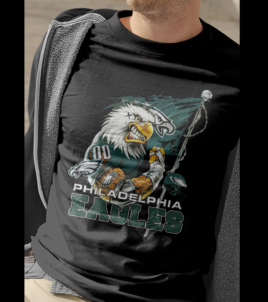 Philadelphia Eagles Fierce Mascot Holding Flag T-Shirt