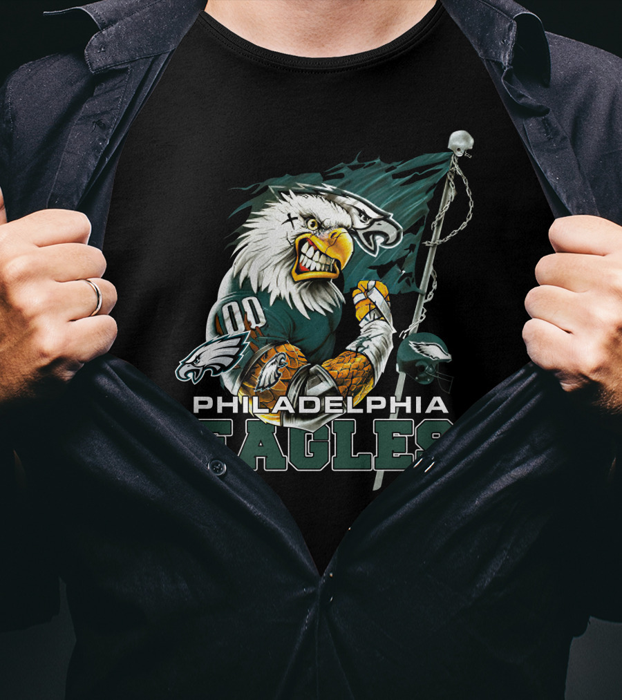 Philadelphia Eagles Fierce Mascot Holding Flag T-Shirt