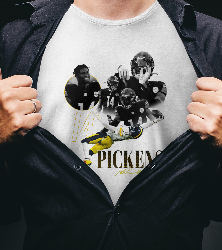 George Pickens #14 Pittsburgh Steelers Football Player Montage T-Shirt