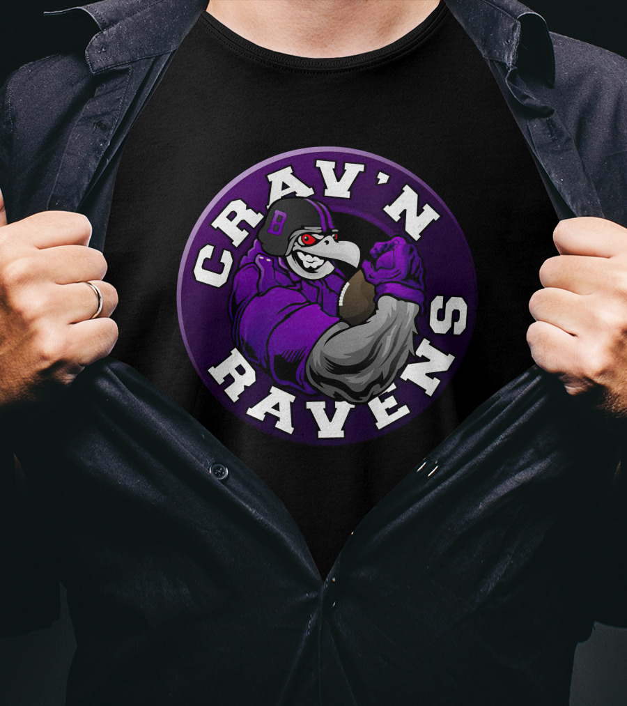 Crav'n Ravens Baltimore Football Mascot Power Pose T-Shirt