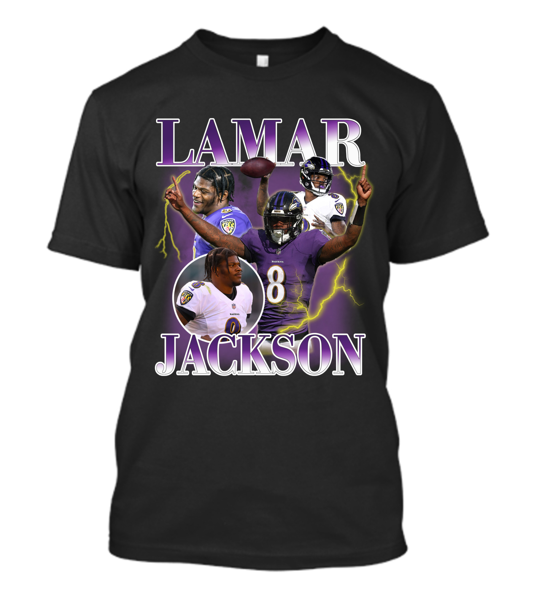 LAMAR JACKSON Baltimore Ravens Quarterback Collage T-Shirt
