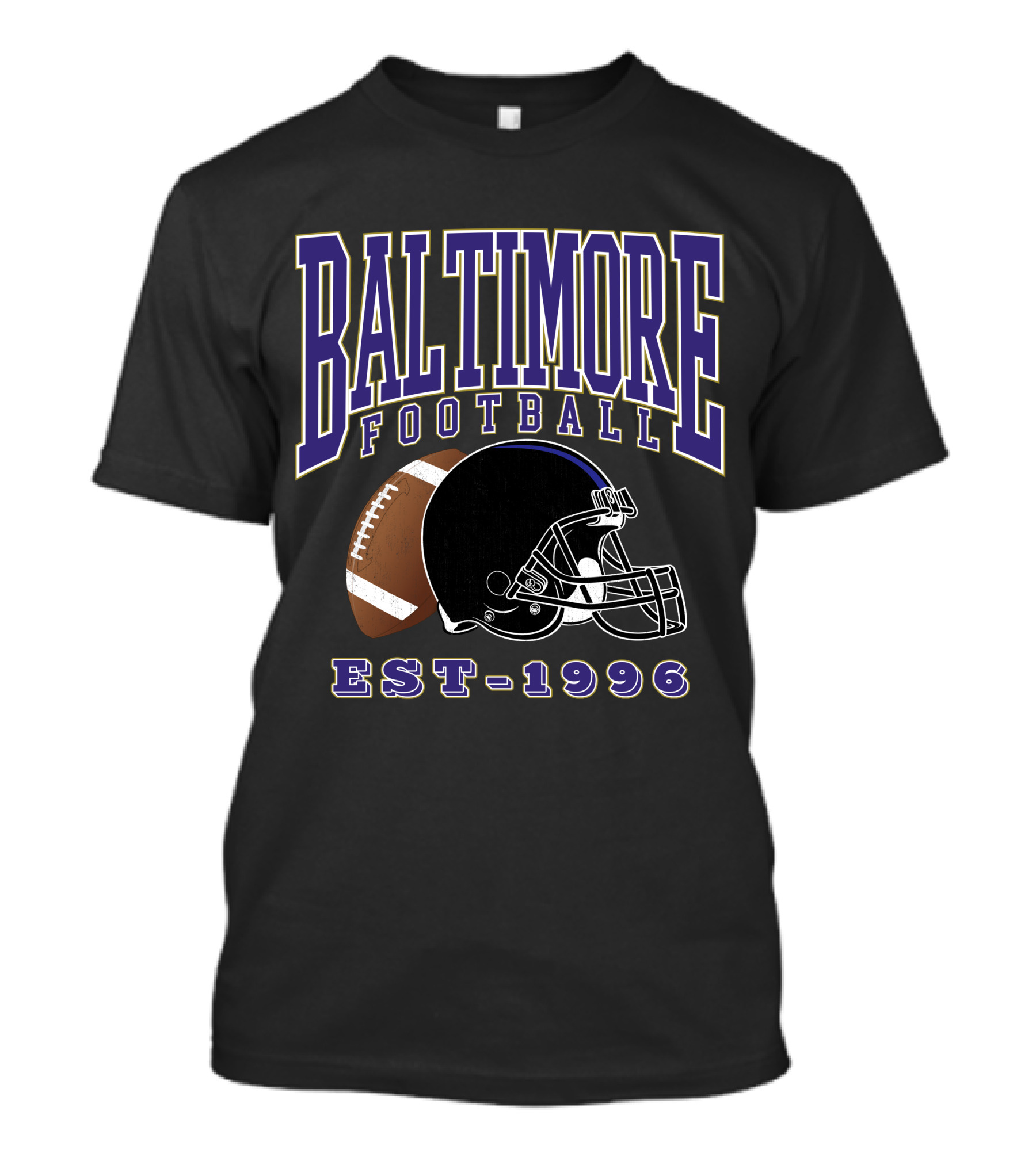 Baltimore Football EST-1996 Helmet And Ball Retro Sports T-Shirt