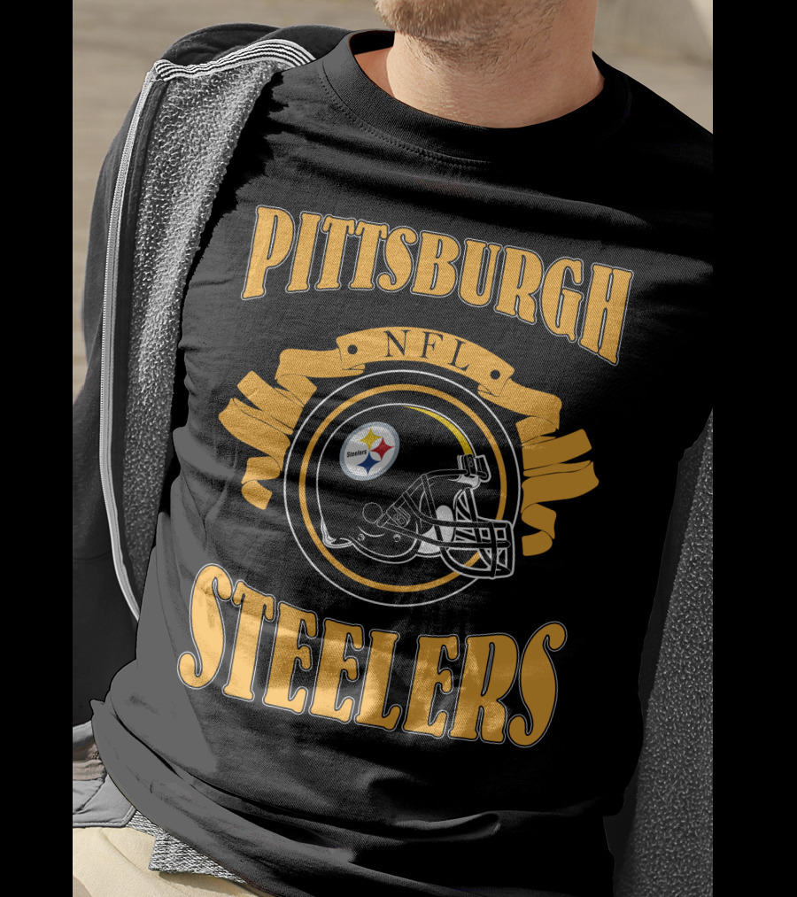 Pittsburgh Steelers NFL Logo Helmet T-Shirt