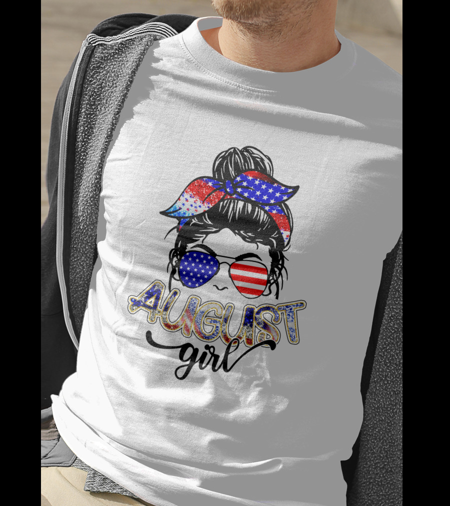 August Girl Retro American Flag Bandana Sunglasses T-Shirt