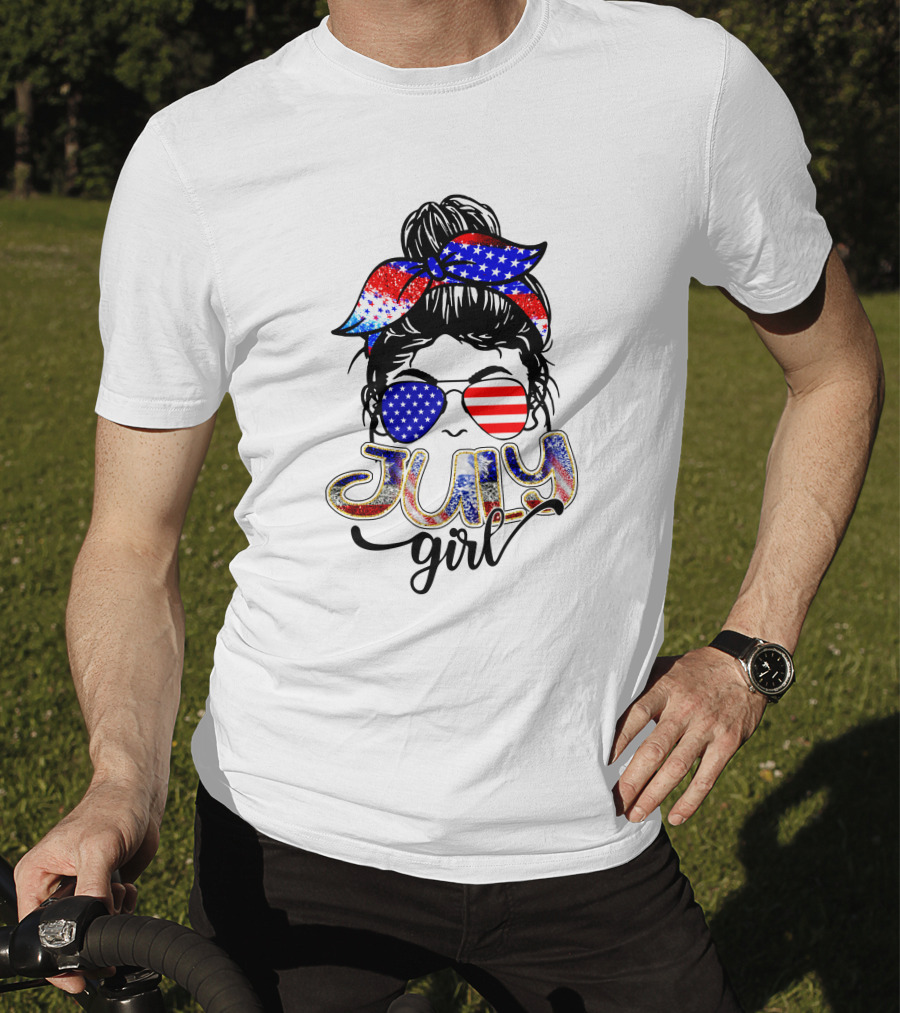 July Girl Patriotic Sunglasses And Bandana T-Shirt