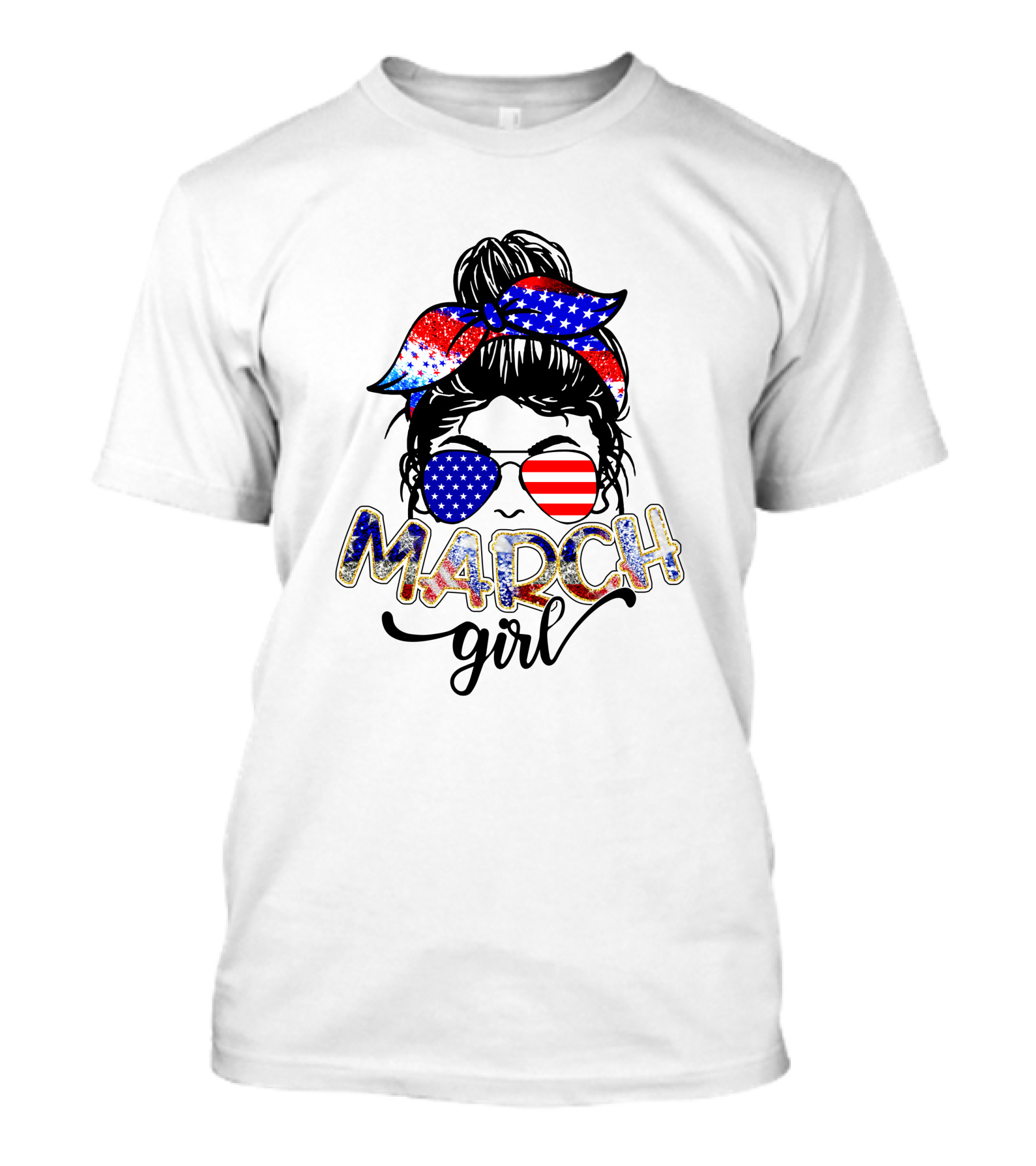 MARCH Girl American Flag Bandana Sunglasses T-Shirt
