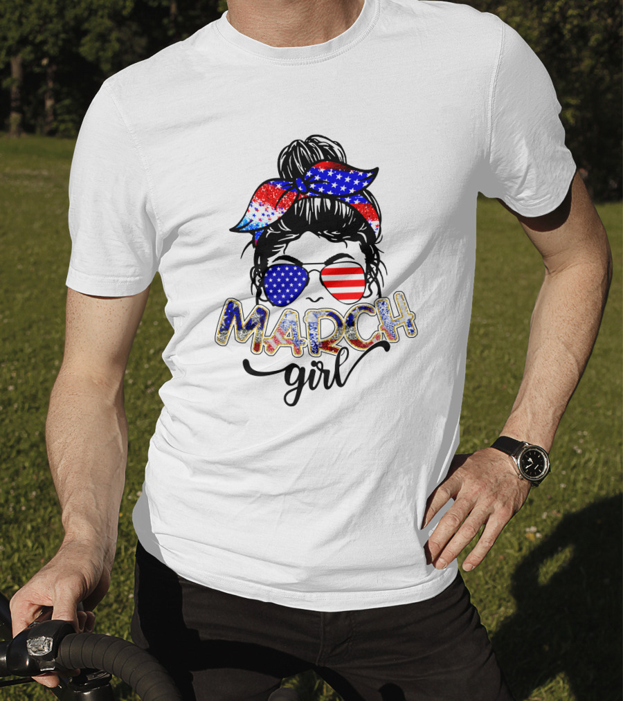 MARCH Girl American Flag Bandana Sunglasses T-Shirt