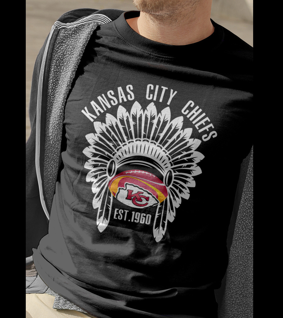 Kansas City Chiefs Est. 1960 Football Headdress T-Shirt