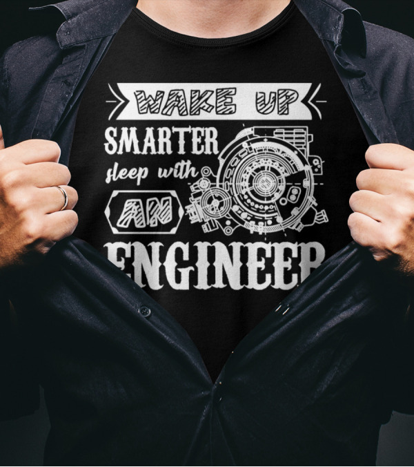 Wake Up Smarter Sleep With An Engineer Mechanical Gear Blueprint T-Shirt