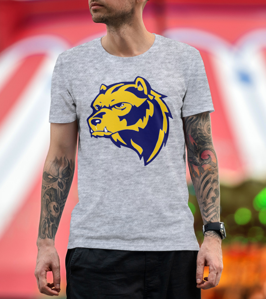 Wolverine Bear Head Icon in Blue and Yellow T-Shirt