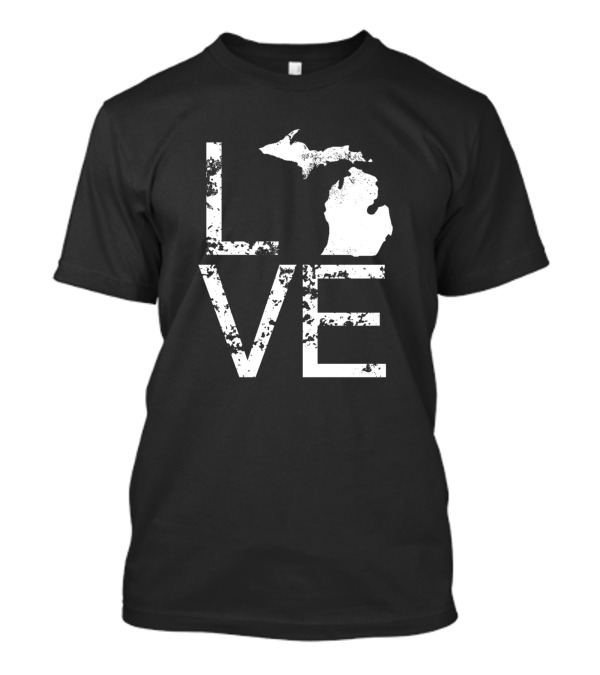 MI State Map Love Design Home Pride T-Shirt