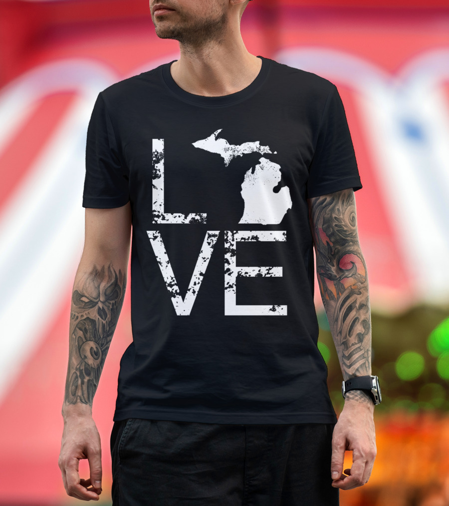 MI State Map Love Design Home Pride T-Shirt