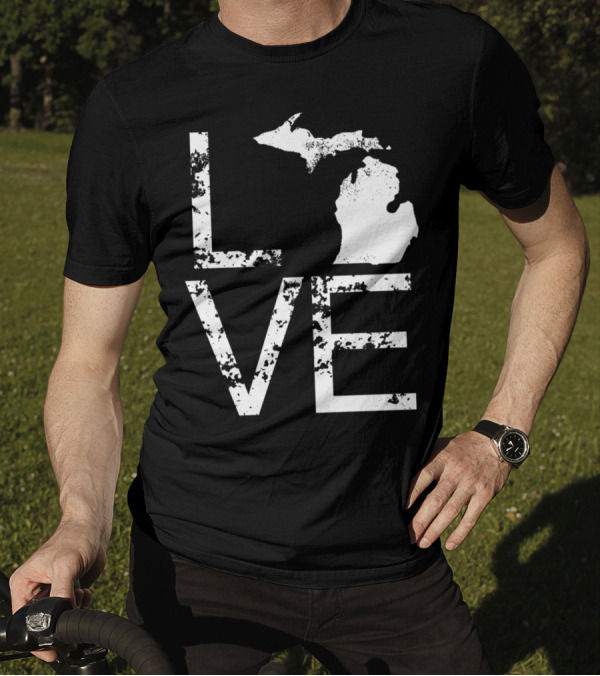 MI State Map Love Design Home Pride T-Shirt