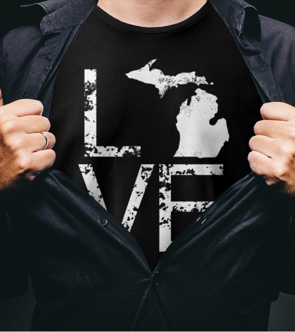 MI State Map Love Design Home Pride T-Shirt