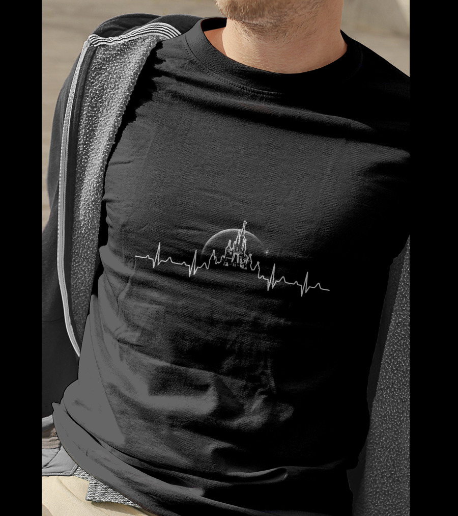 Disney Castle Heartbeat Moon EKG Line T-Shirt