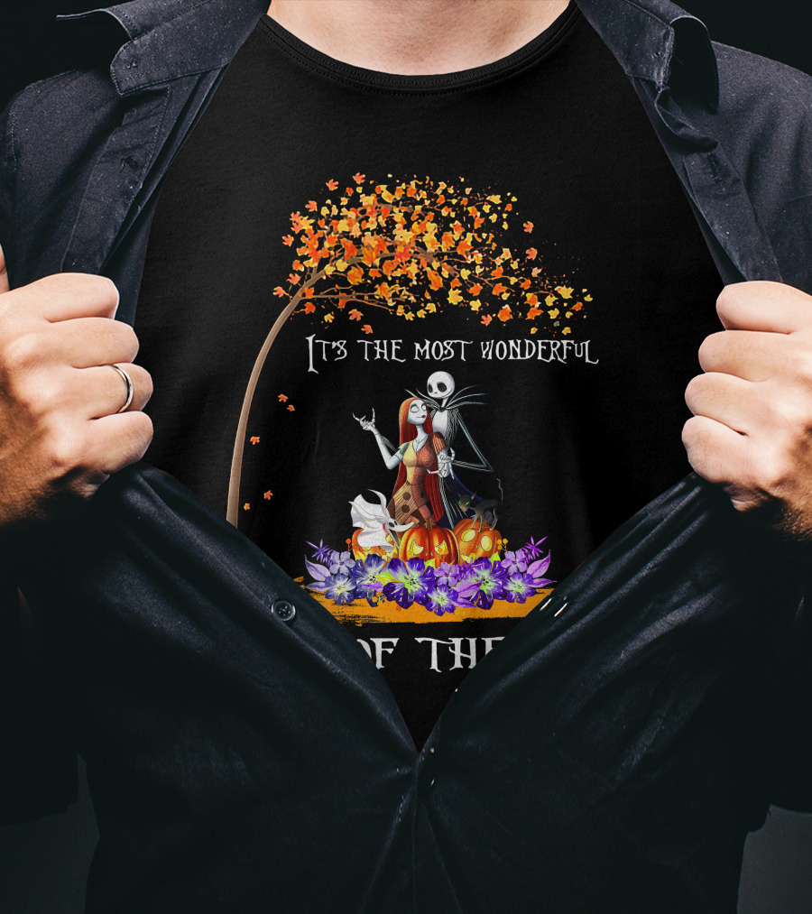 It's The Most Wonderful Time Of The Year Halloween Tree Pumpkins и Flowers T-Shirt