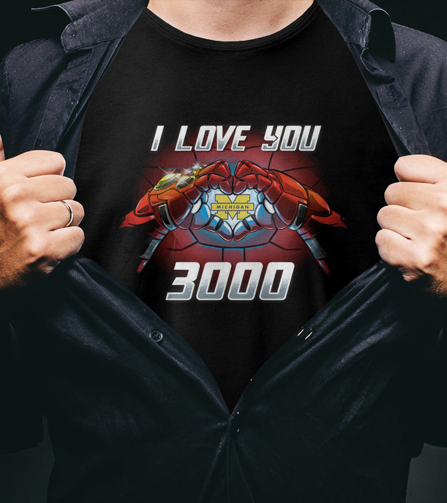 I Love You Michigan 3000 Iron Man Hands T-Shirt
