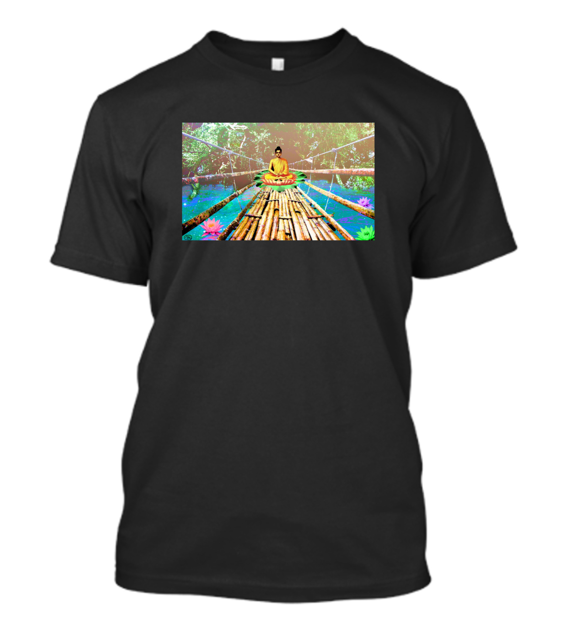 A Bridge To Buddha Meditation Over Serene Lotus Waters 170454 T-Shirt
