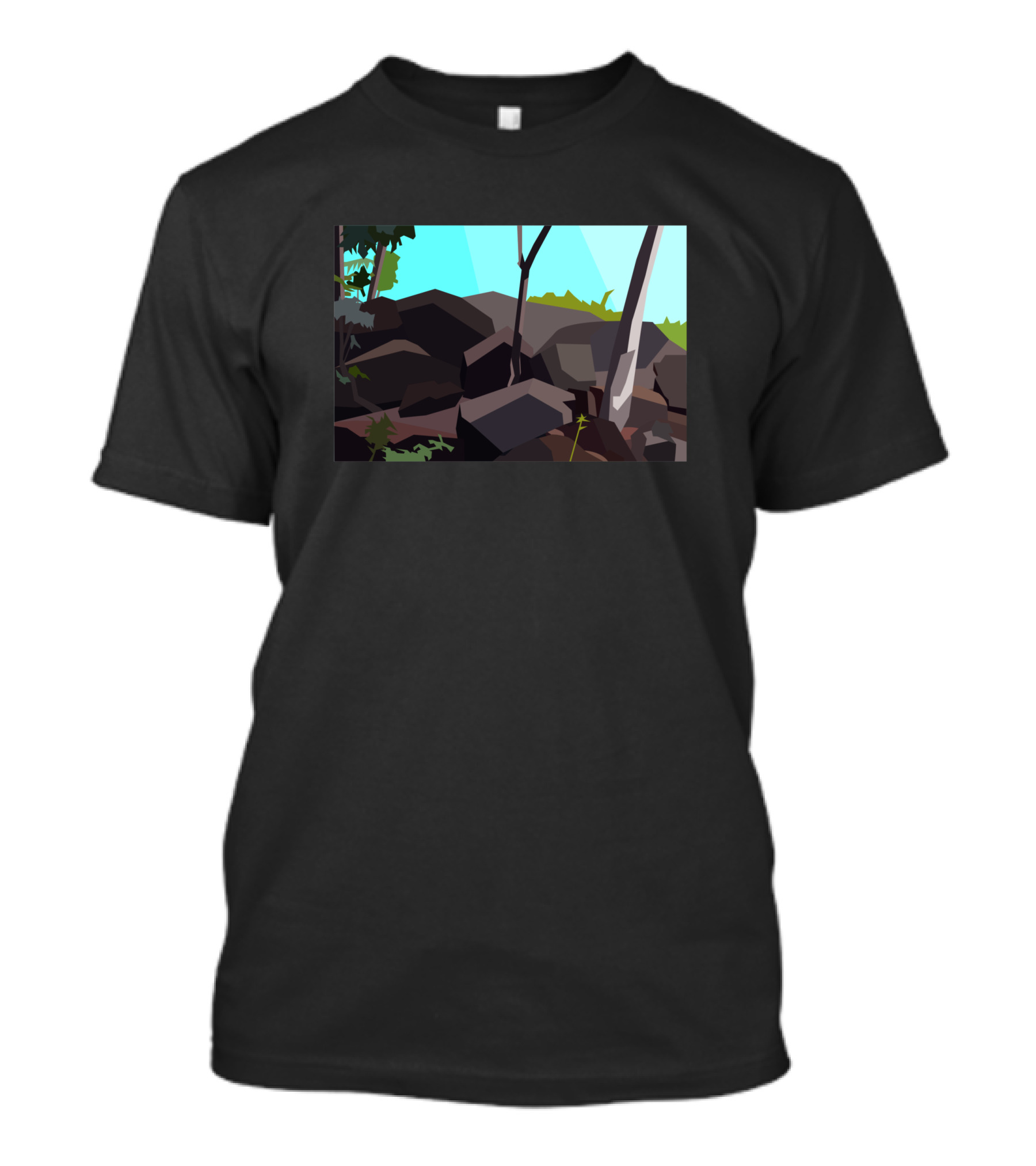 A Formation Of Rocks With Trees And Sky 1241529 T-Shirt