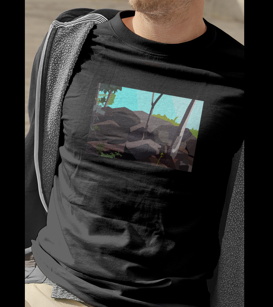 A Formation Of Rocks With Trees And Sky 1241529 T-Shirt