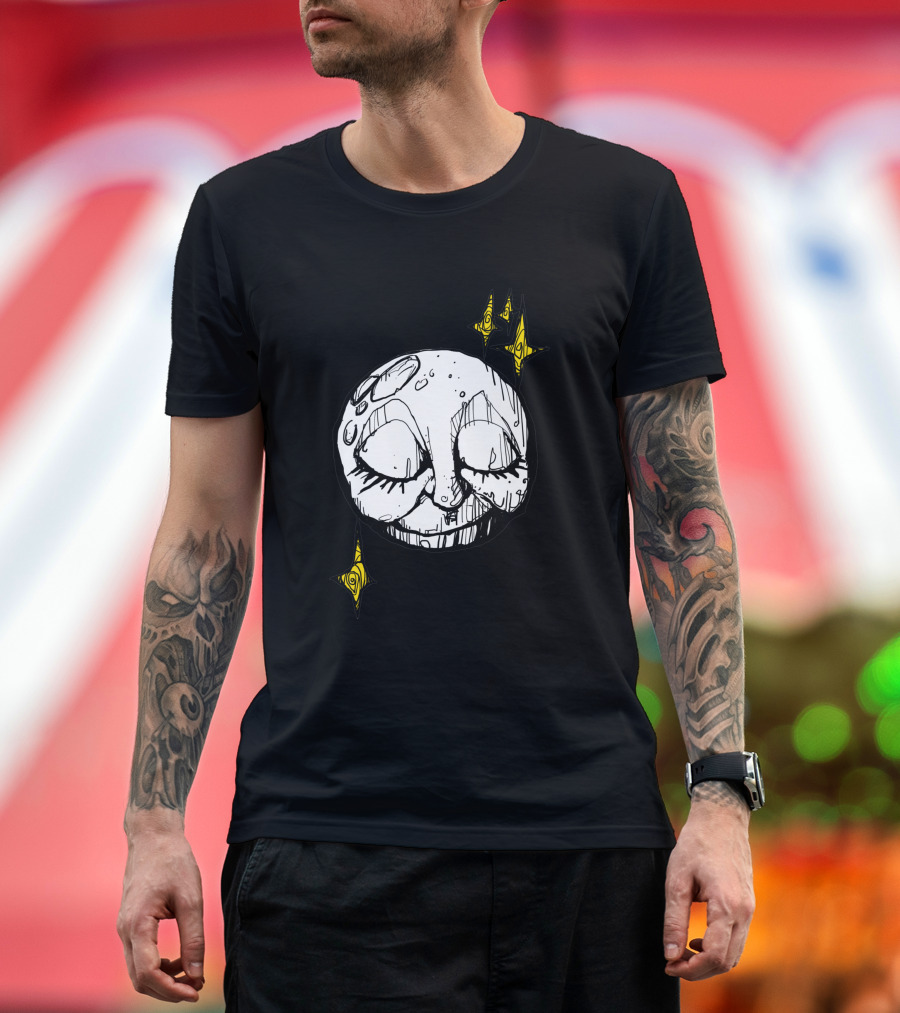 A Tired Old Moon 1545260 Sleepy Face Dripping Wax Surrounded by Twinkling Stars T-Shirt