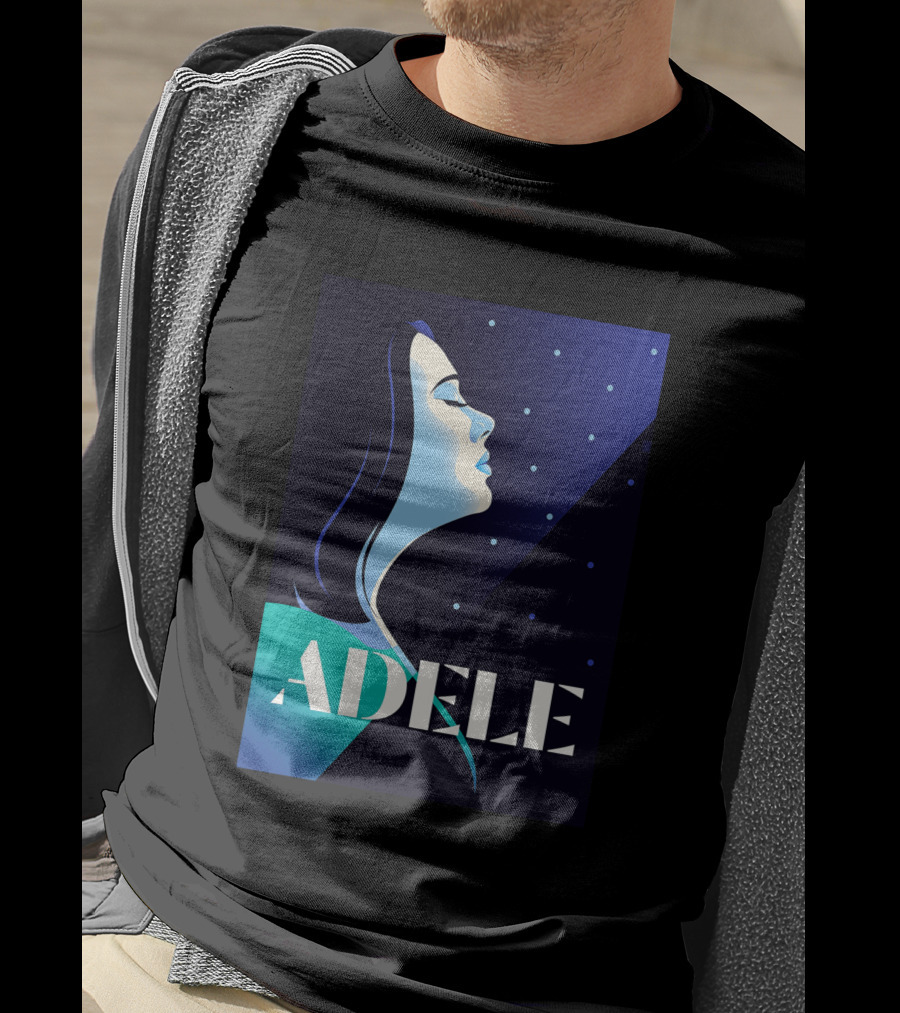 ADELE 1436941 Retro Style Portrait With Night Sky T-Shirt
