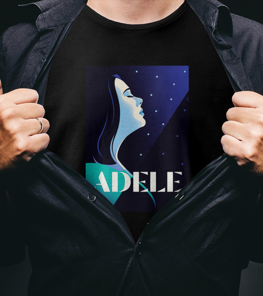 ADELE 1436941 Retro Style Portrait With Night Sky T-Shirt