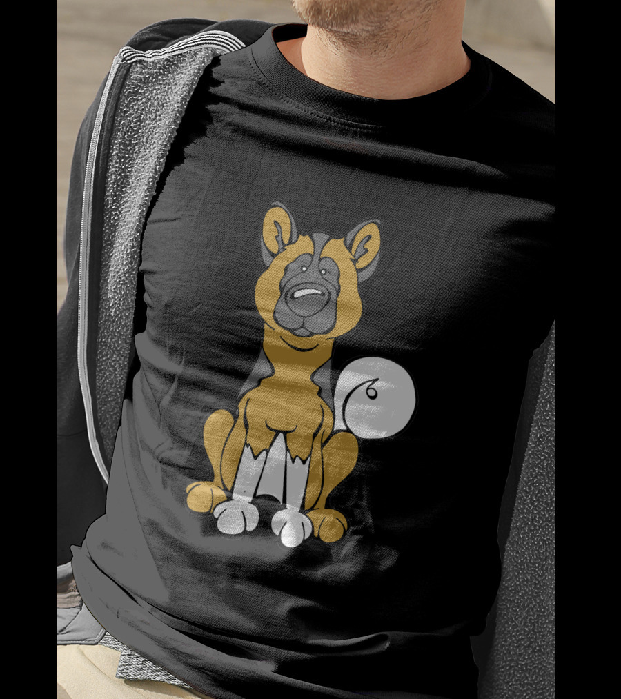 Akita Dog Black And White Cartoon T-Shirt