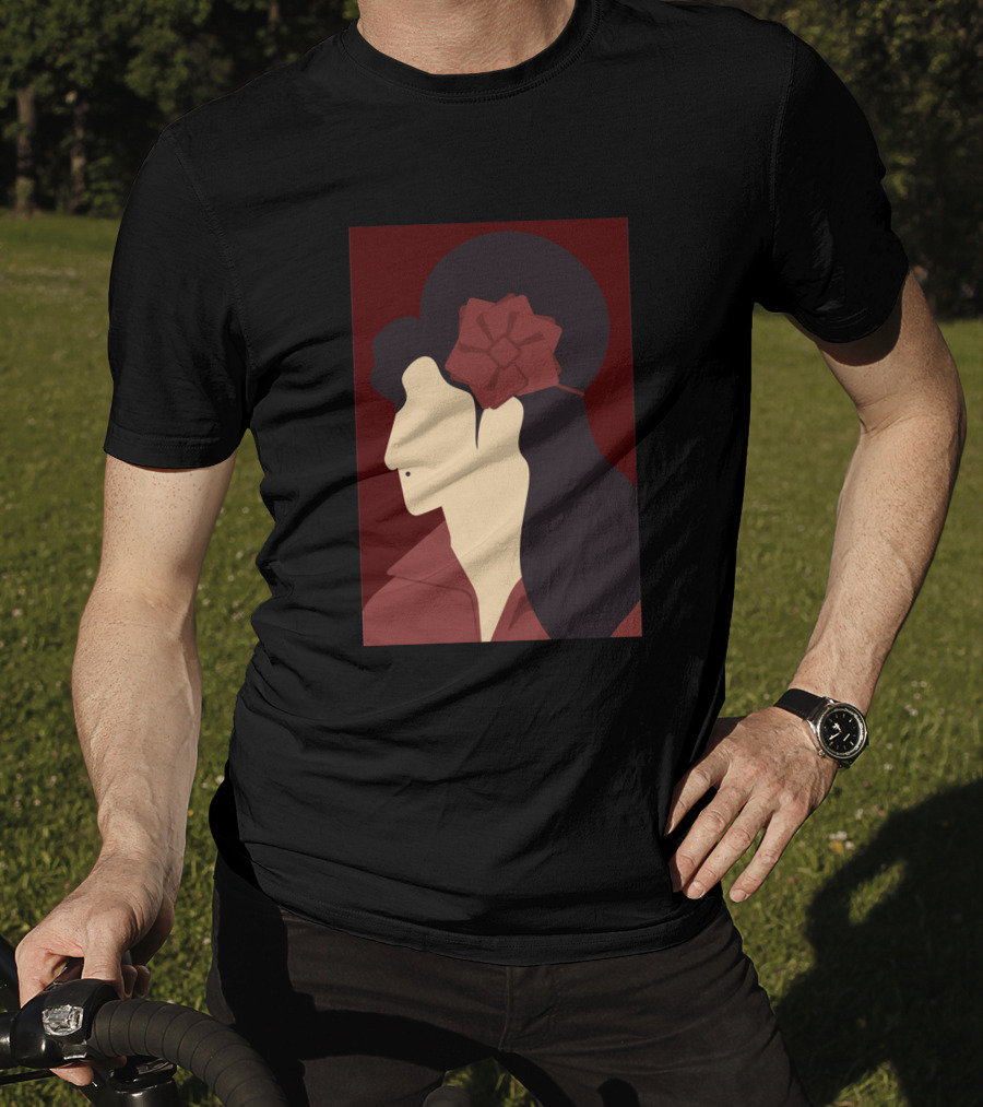 Amy Winehouse Minimalist Art Profile With Red Flower 1373543 T-Shirt