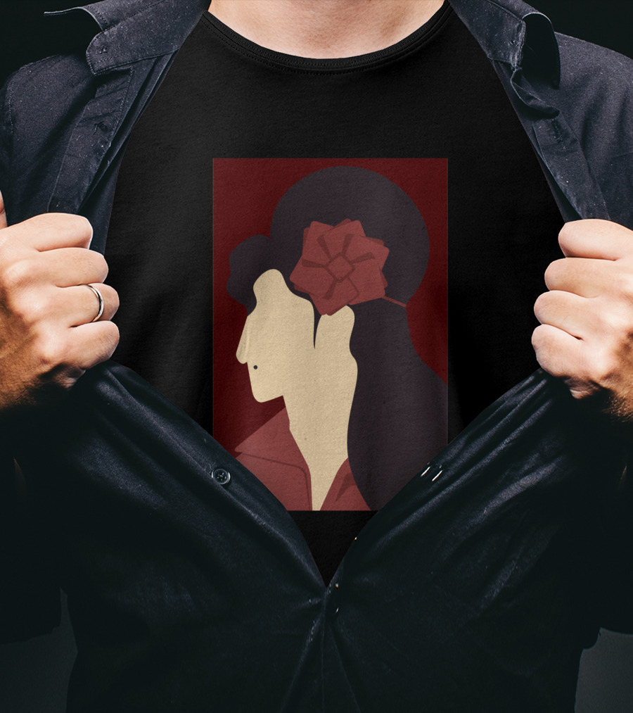 Amy Winehouse Minimalist Art Profile With Red Flower 1373543 T-Shirt