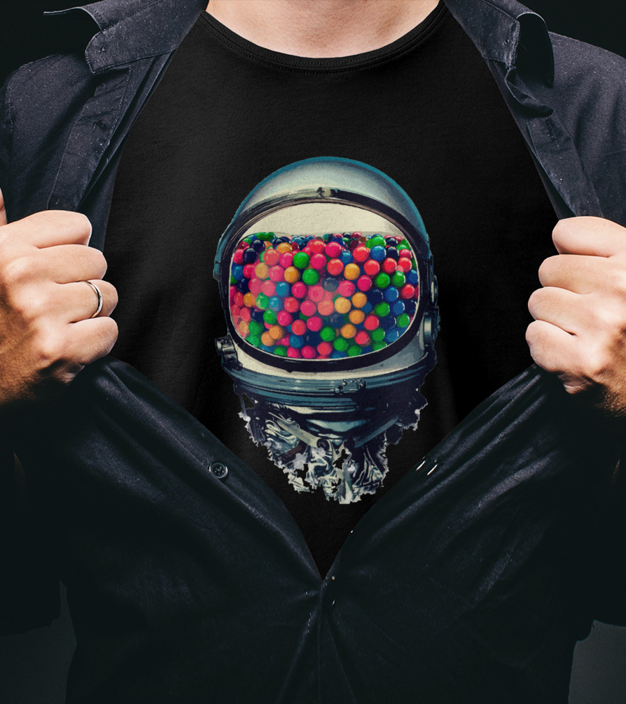 Astrogum 9339 Colorful Gumballs In Space Helmet T-Shirt