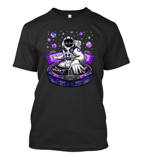 Astronaut DJ Mixing Beats With Planetary Backdrop 1382302 T-Shirt
