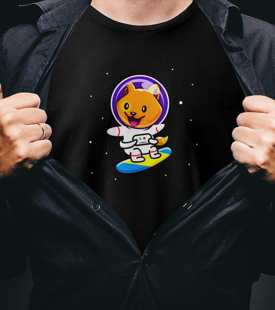 Astronomer 1392143 Space Dog Surfing In Outer Space T-Shirt
