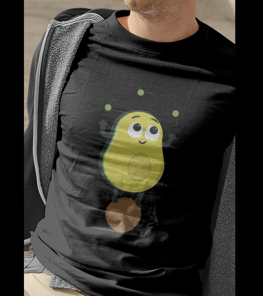 Avocado Juggler Balancing On Pit With Smiling Cartoon Expression T-Shirt