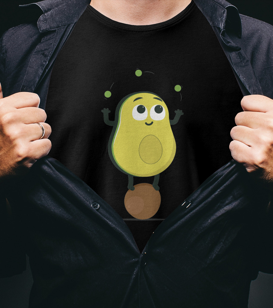 Avocado Juggler Balancing On Pit With Smiling Cartoon Expression T-Shirt