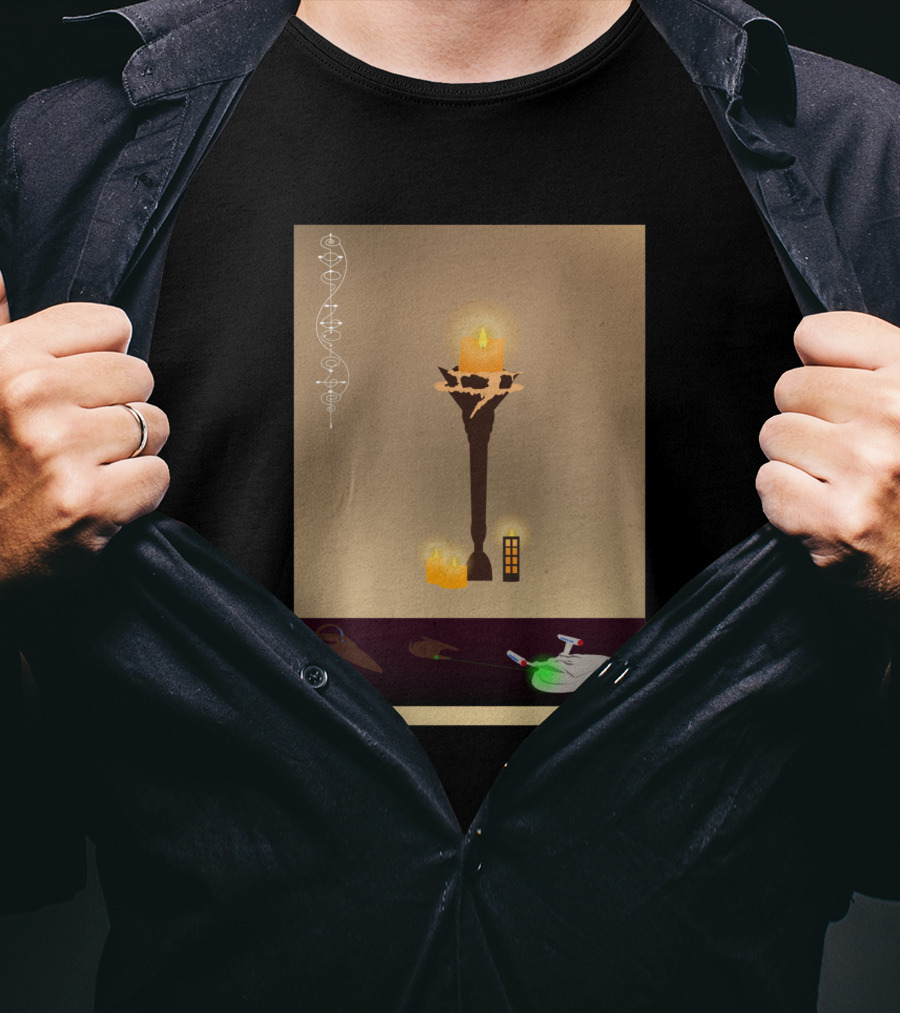 Awakening 1435225 Candlelight Mystery With Abstract Spiral And Tool Symbols T-Shirt