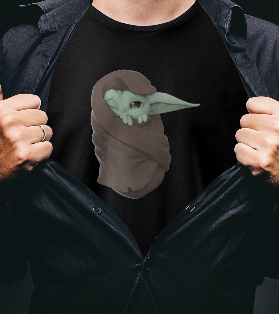 Baby Yoda Sleeping Wrapped In Blanket 1282908 T-Shirt