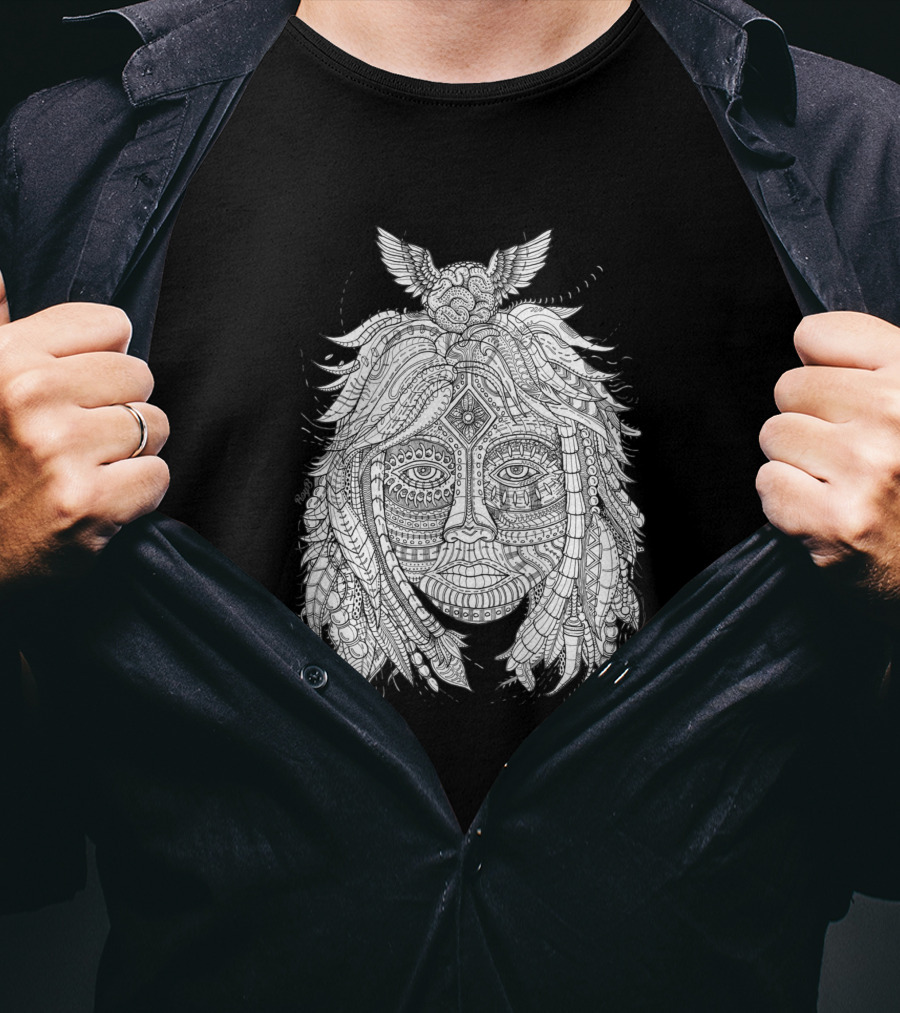 Back To The Roots 1041707 Intricate Nature Face With Animal Motif T-Shirt