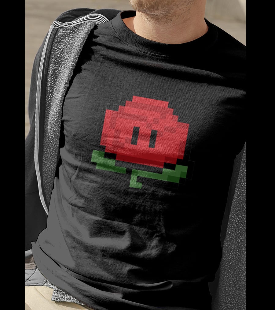 8-Bit Red Rose 1Up Power-Up T-Shirt