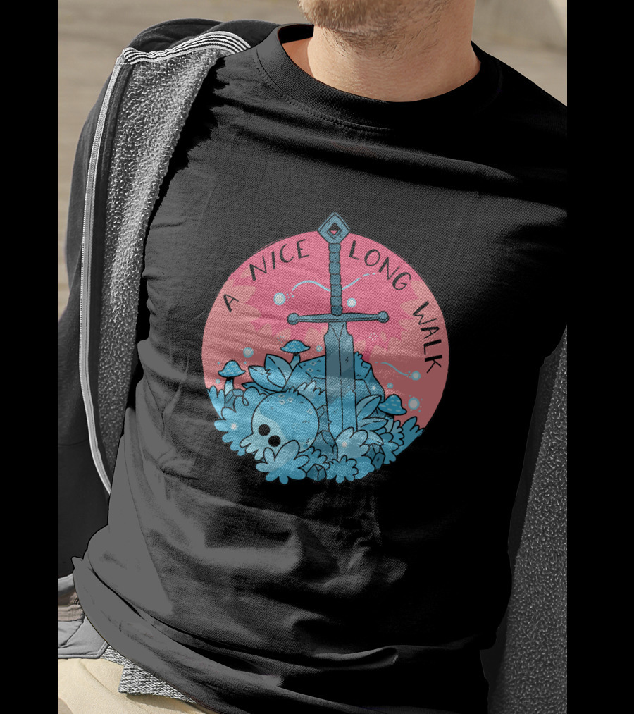 A Nice Long Walk Skull Sword And Mushrooms T-Shirt