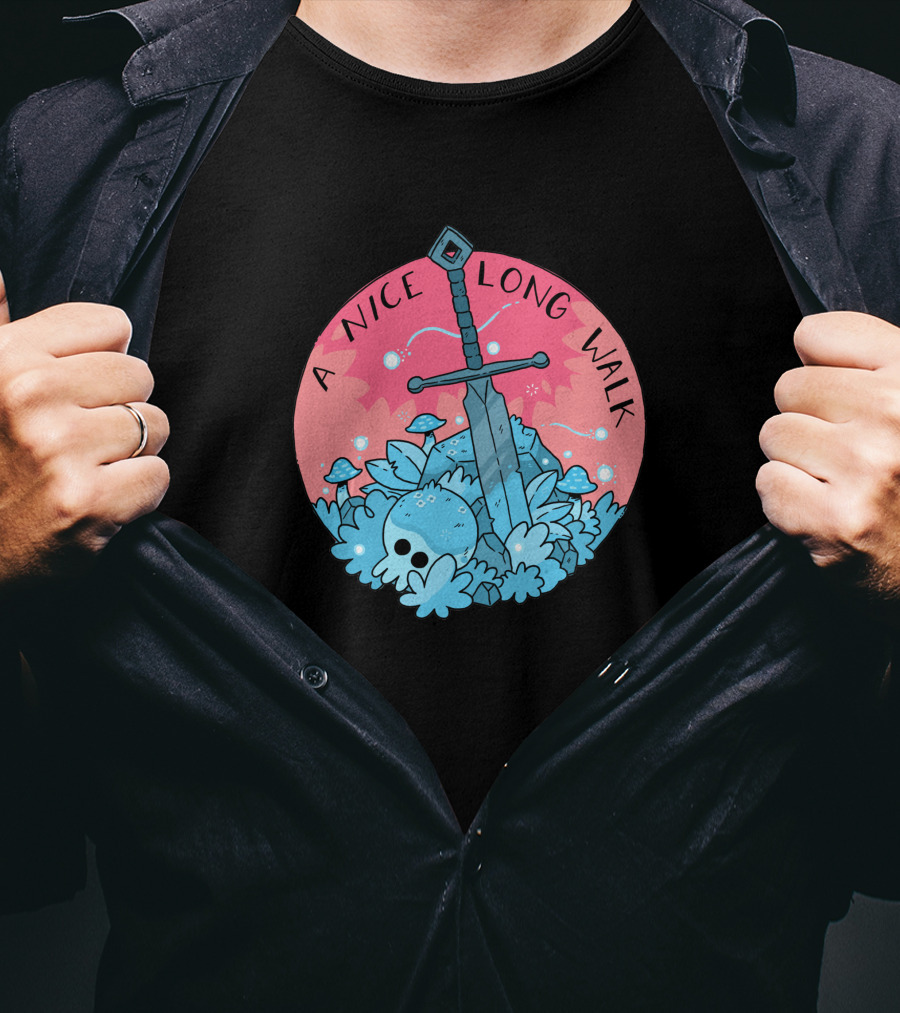 A Nice Long Walk Skull Sword And Mushrooms T-Shirt