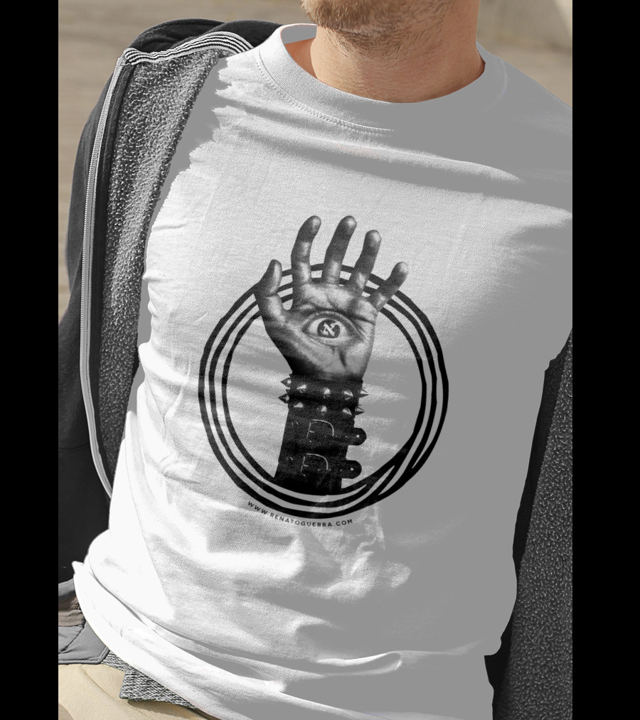 Aleph 83363 All Seeing Eye Hand With Spiked Wristband T-Shirt