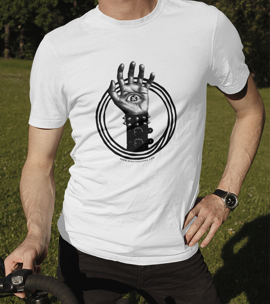 Aleph 83363 All Seeing Eye Hand With Spiked Wristband T-Shirt