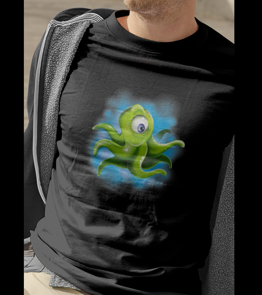 Squid Alien Cartoon Creature With One Eye T-Shirt