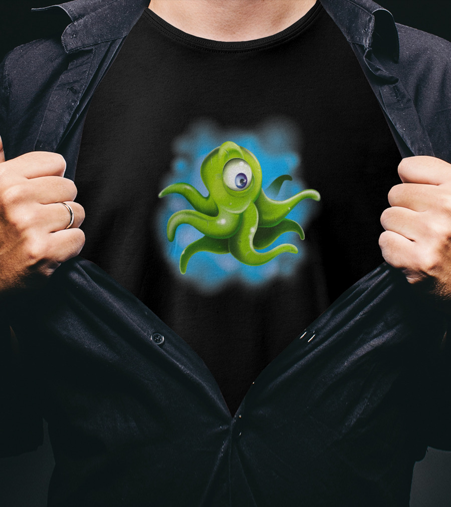 Squid Alien Cartoon Creature With One Eye T-Shirt