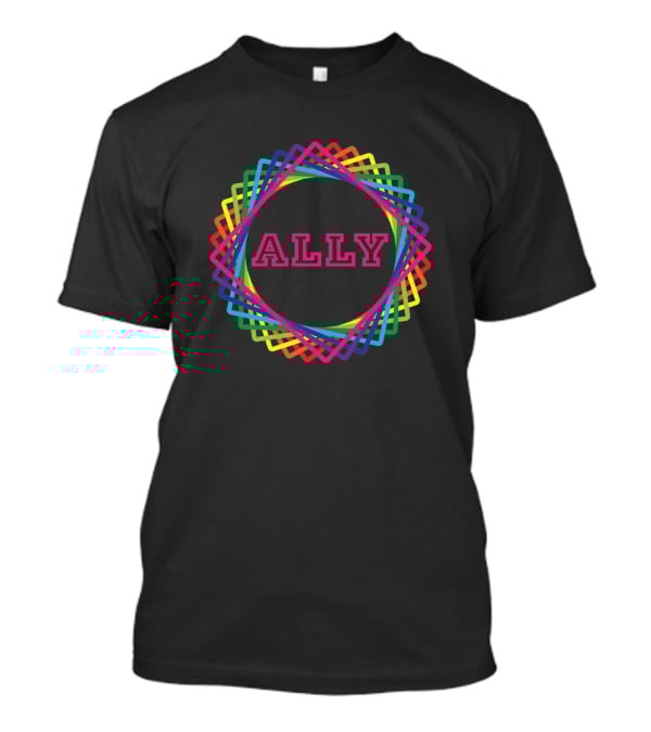 Ally Vibrant Rainbow Geometric Swirl T-Shirt