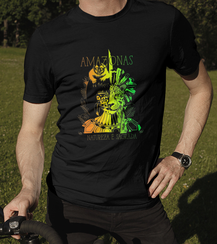 AMAZONAS Natureza É Sagrada 373731 Jaguar Lemur Jungle Spirit T-Shirt