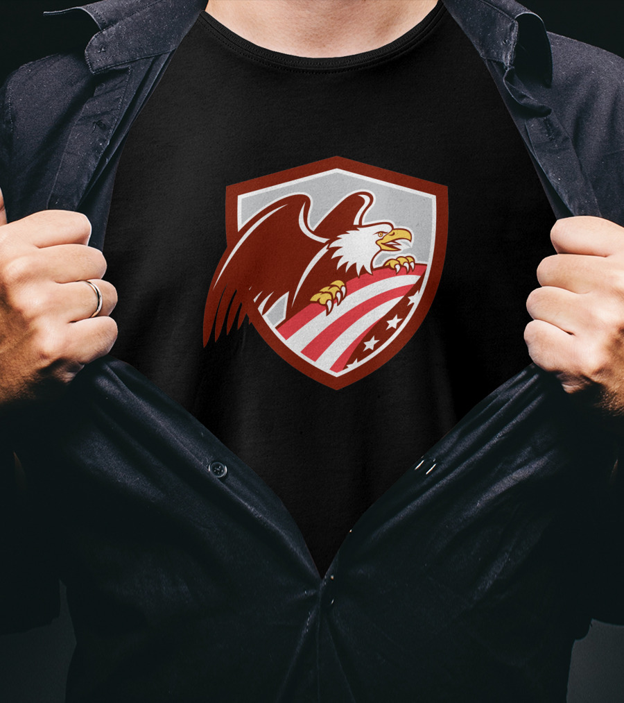 American Bald Eagle Shield With USA Flag T-Shirt